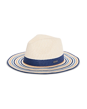 Shop Barbour Amelda Woven Fedora In Blue/ivory