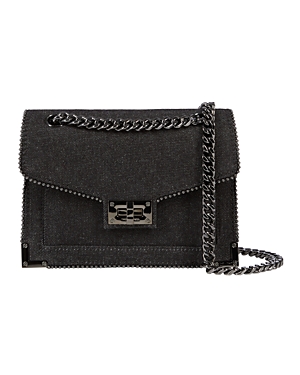 Shop The Kooples Emily Denim Chain Bag In Black