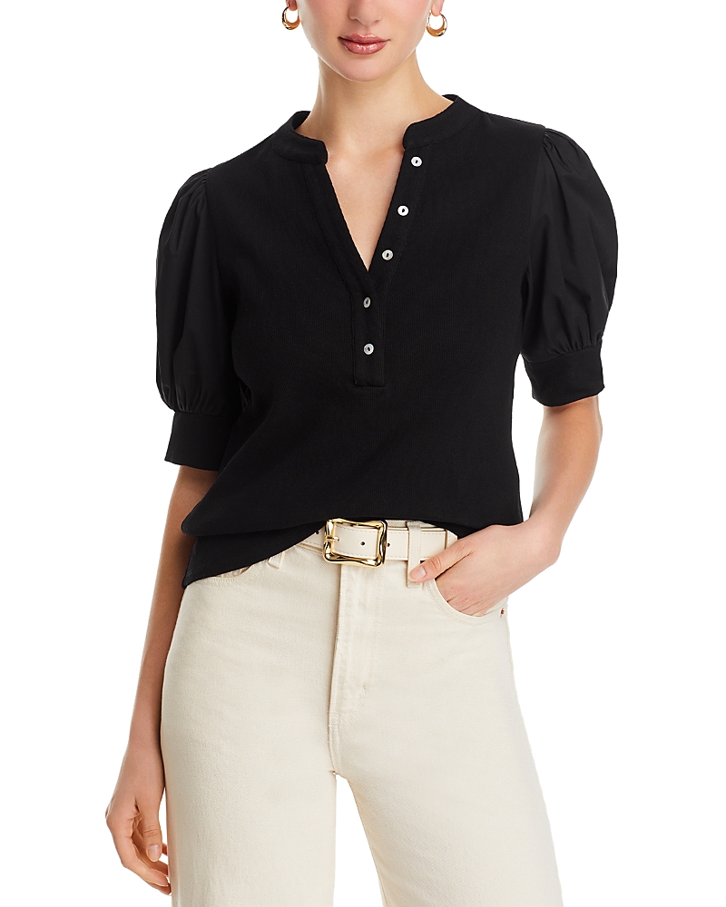 Single Thread Puff Sleeve Henley Top