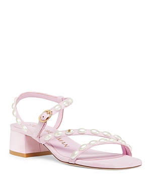 Shop Stuart Weitzman Women's Pearlita 35 Strappy Mid Heel Sandals In Blossom