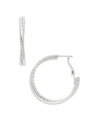 AQUA - Textured Twist Double Hoop Earrings - Exclusive