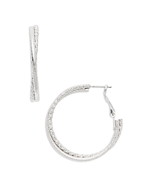Aqua Textured Twist Double Hoop Earrings - 100% Exclusive In Silver