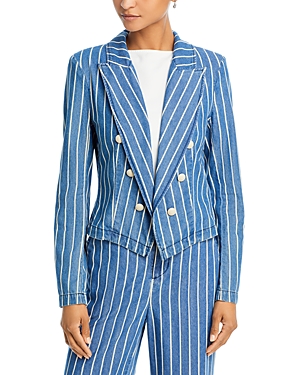 Shop L Agence L'agence Wayne Striped Denim Jacket In Denim Stripe