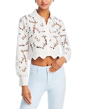Shop L Agence L'agence Seychelle Lace Button Front Shirt In White