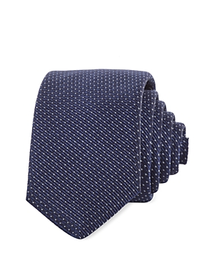 Shop Hugo Micro Dash Silk Blend Skinny Tie In Dark Blue