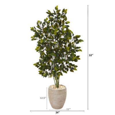 53in. Ficus Artificial Tree in Sand Colored Planter