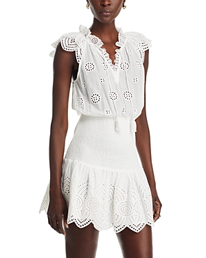 Aqua Smocked Eyelet Mini Dress - 100% Exclusive In White