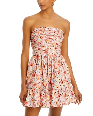 Aqua Floral Strapless Mini Dress - 100% Exclusive In Peach Multi
