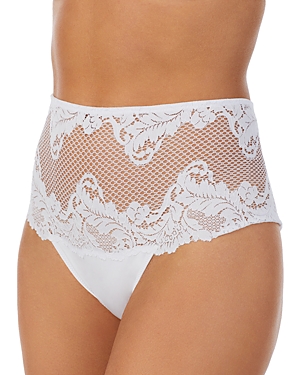 Shop Le Mystere Lace Allure High Waist Thong In Coconut