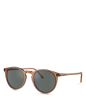 Shop Oliver Peoples O'malley Round Sunglasses, 48mm In Brown/gray Solid