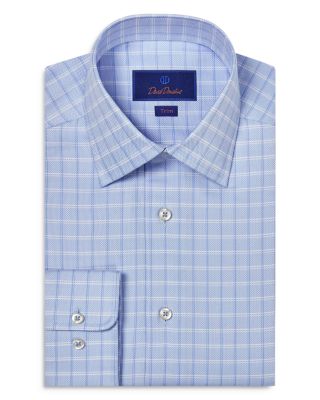 David Donahue - Trim Fit Royal Oxford Check Dress Shirt