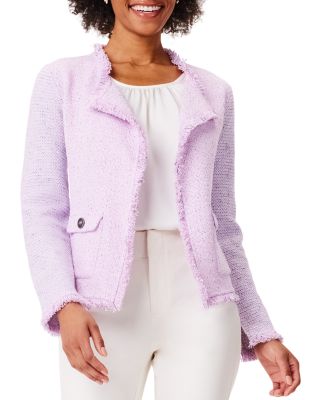 Nic+Zoe Fringe Mix Knit Pocket Blazer
