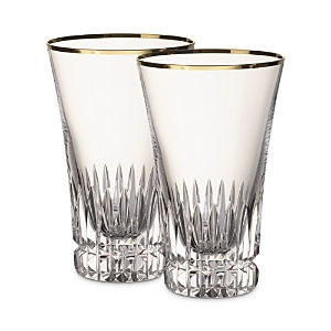 Villeroy & Boch Grand Royal Highball Glass, Set Of 2 In Clear/gold