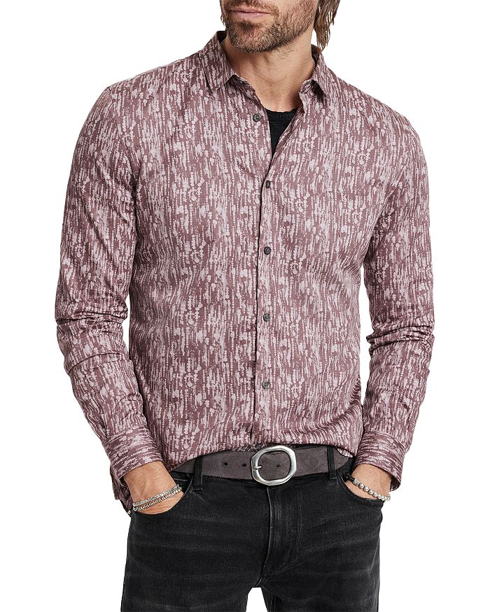John Varvatos Ross Slim Fit Printed Long Sleeve Button Front Shirt ...