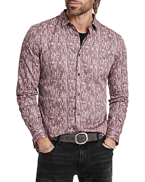 Ross Slim Fit Printed Long Sleeve Button Front Shirt