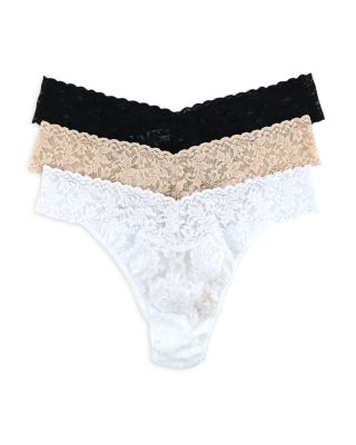 Signature Lace Original Rise Thongs, Set of 3