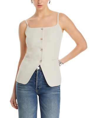 Vero Moda - Mischa Linen Sleeveless Square Neck Waistcoat