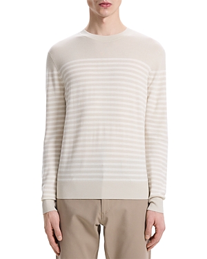 Shop Theory Striped Crewneck Sweater In Sand Multi