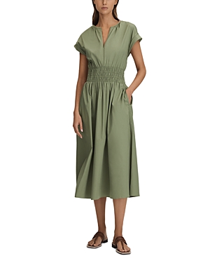 Shop Reiss Petite Lena Ruched Waist Dress In Green