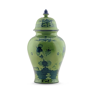 Ginori 1735 Oriente Italiano Large Potiche Vase With Cover In Green