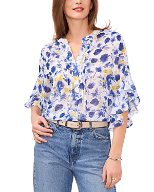 Vince Camuto Printed Flutter Sleeve Top