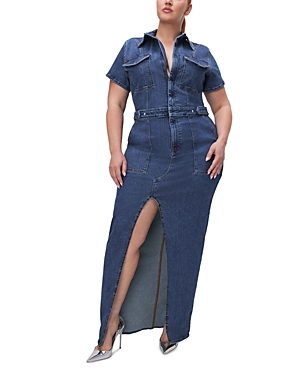 Shop Good American Plus Fit For Success Maxi Dress In Indigo 594