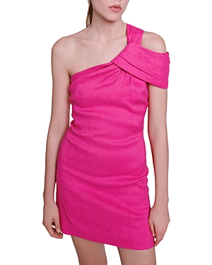 Shop Maje Rema One Shoulder Dress In Pink
