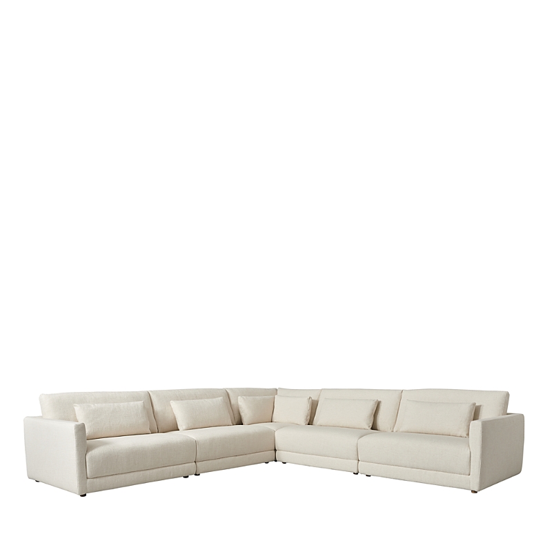 Bloomingdale's Brody 5 Piece Sectional In Forest Basket Weave Cream
