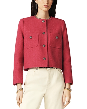 Shop Ba&sh Ba & Sh Meredith Cropped Boxy Jacket In Raspberry