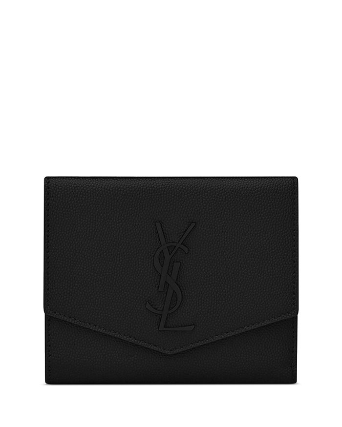 Saint Laurent Uptown Compact Wallet in Grain De Poudre Embossed Leather