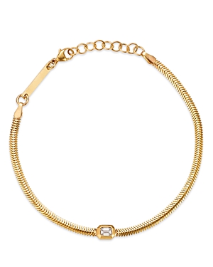 Zoe Chicco 14K Yellow Gold Emerald Cut Diamond Snake Chain Bracelet