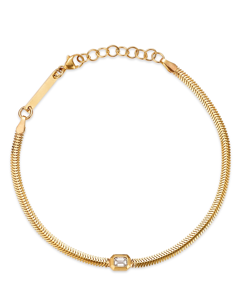 Zoë Chicco 14k Yellow Gold Emerald Cut Diamond Snake Chain Bracelet In Gold
