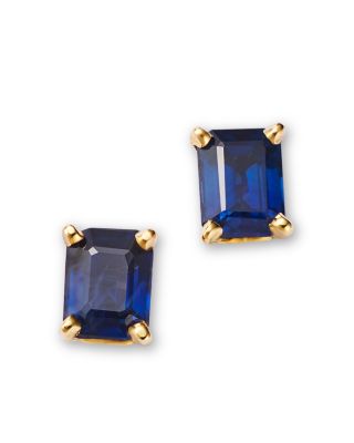 Zoë Chicco - 14K Yellow Gold Emerald Cut Blue Sapphire Stud Earrings