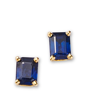 Zoe Chicco 14K Yellow Gold Emerald Cut Blue Sapphire Stud Earrings