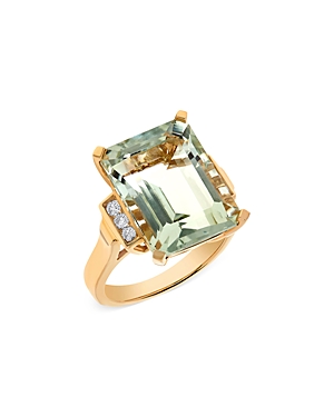 Bloomingdale's Prasiolite & Diamond Ring In 14k Yellow Gold In Green
