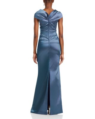 Ruched Cape Neck Gown