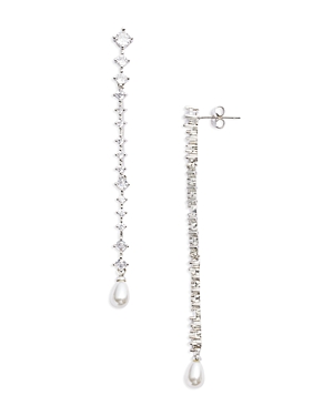 Shop Aqua Imitation Pearl Drop Earrings - 100% Exclusive In Silver/white