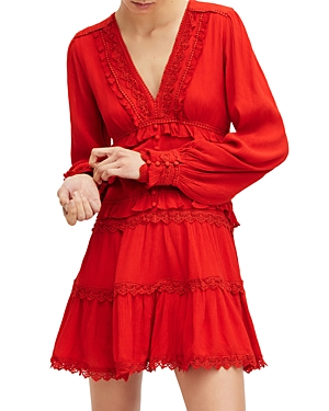 Shop Allsaints Zora Tiered Mini Dress In Red