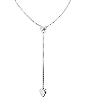 Cupido Double Heart Lariat Necklace, 36.6-39.3