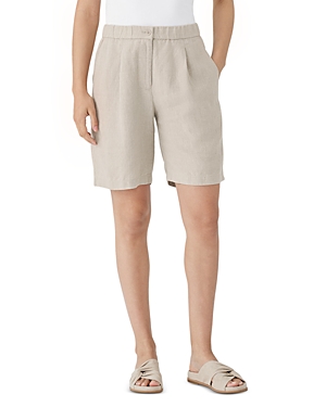 Shop Eileen Fisher Easy Fit Linen Shorts In Undyed Natural