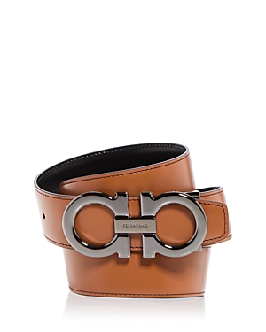 Ferragamo Men's Double Gancini Reversible Leather Belt