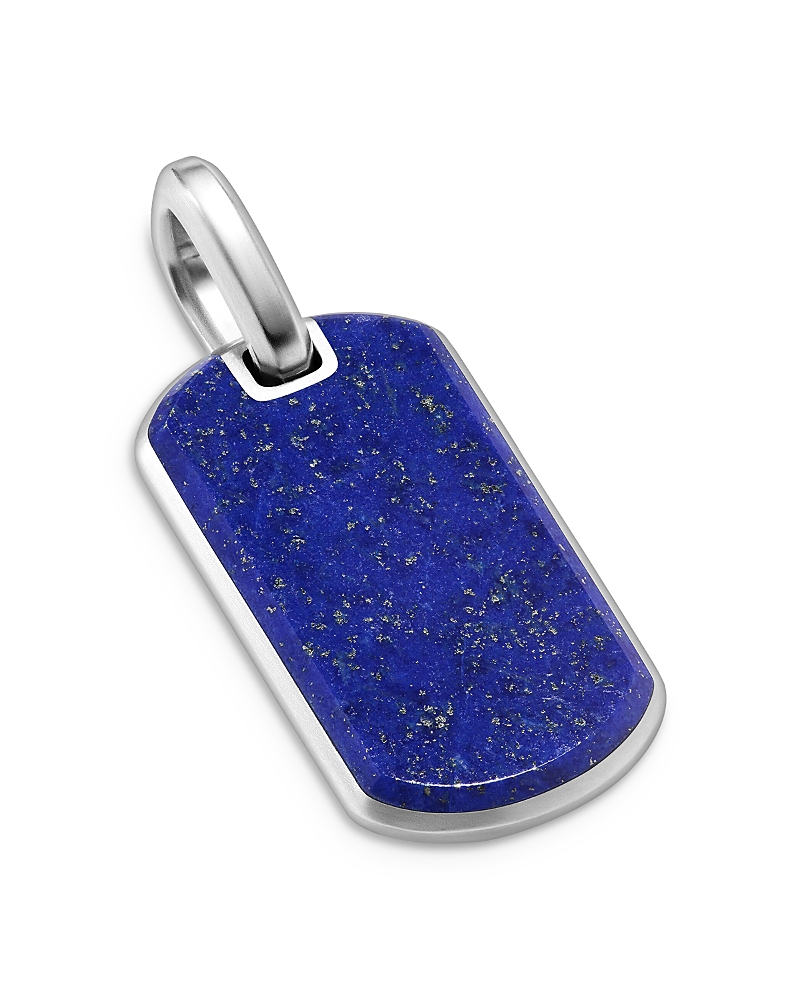 David Yurman Men's Chevron Tag in Sterling Silver with Lapis Lazuli, 27mm · OS