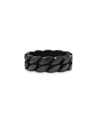 Men's Curb Chain Band Ring in Black Titanium, 8mm
