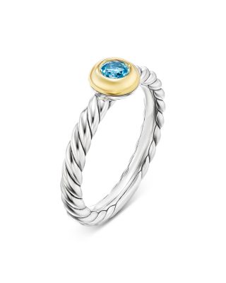 Petite Cable Flex Ring in Sterling Silver with 14K Yellow Gold, 2.8mm