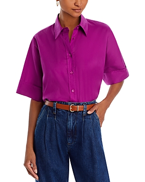 Vanessa Bruno Bobby Cotton Elbow Sleeve Shirt In Violet