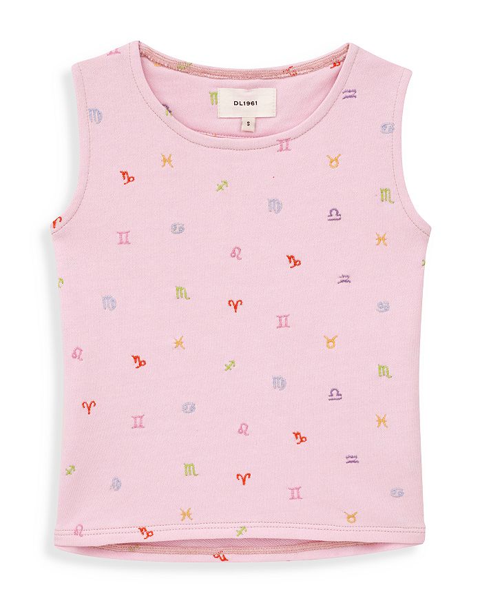 DL1961 Girls Marcie Star Signs Tank Top in Pink
