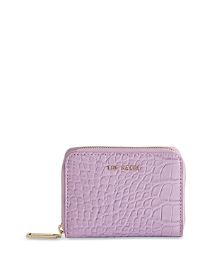 Ted Baker Mini Imitation Croc Purse Zipper Wallet In Purple