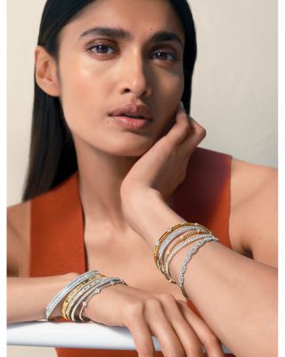 Diamond Cluster Beaded Bangle Bracelet in 14K Yellow Gold, 0.40 tcw 