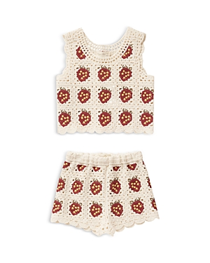 Shop Rylee + Cru Girls' Strawberry Crochet Tank Top & Shorts Set - Little Kid