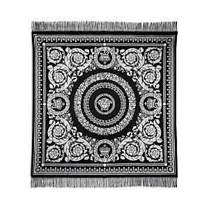 Versace Barocco Printed Fringed Knitted Throw Blanket